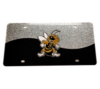Image of License Plate - Black/Silver Sparkle w/ Mascot
