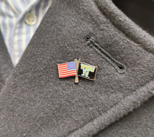 Image of Lapel Pin - "USA" & "WVSU" Flags